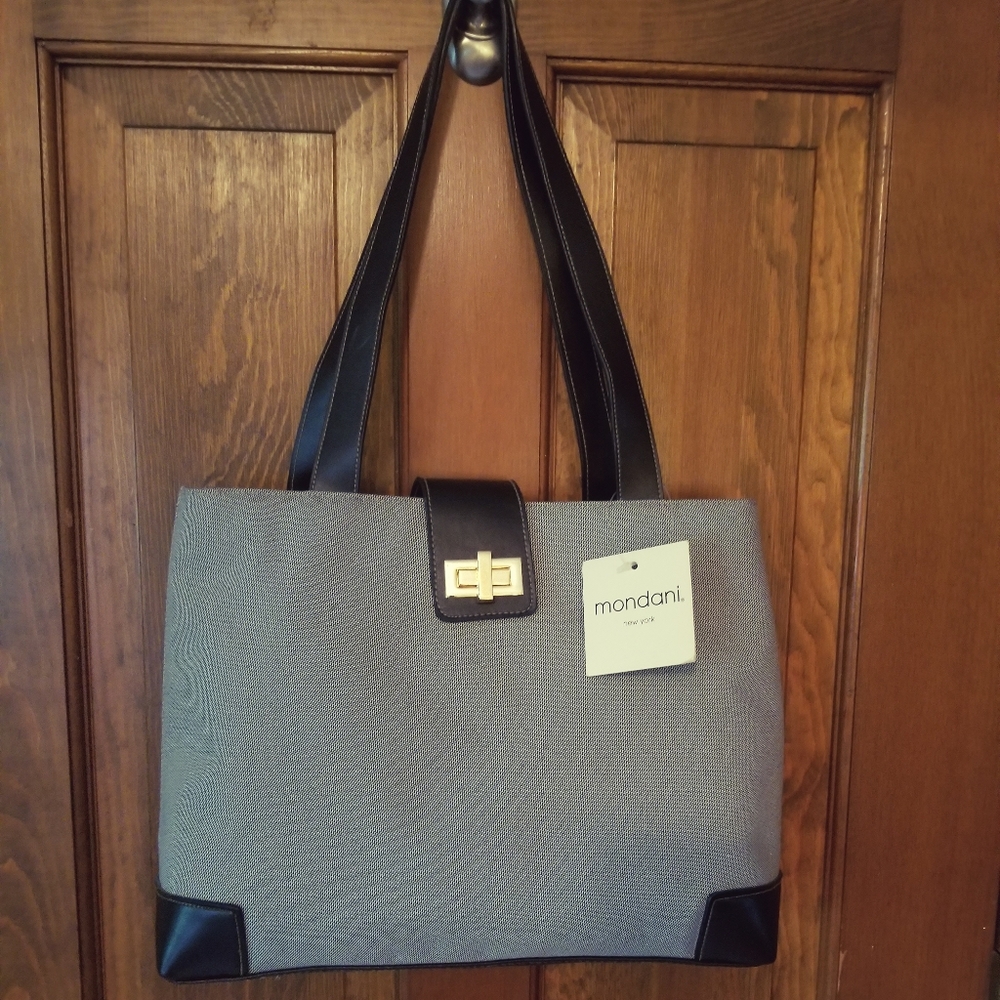 Fabric and leather tote